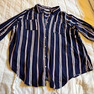 Westport Womens Button Down Plus size blouse- Multicolor- 2X - Long sleeve